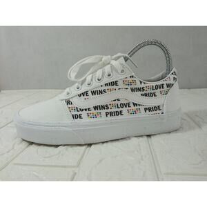 Vans Women's Sneakers Ward Pride Love Wins White Glitter Skate Size 6